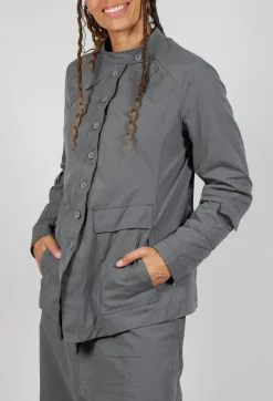 Fitted Button Through Utility Jacket in Rock