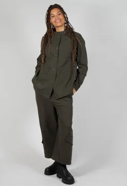 Fitted Button Through Utility Jacket in Jungle