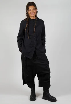 Fitted Button Through Utility Jacket in Black