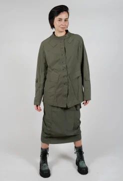 Fitted Button Through Utility Jacket in Camp