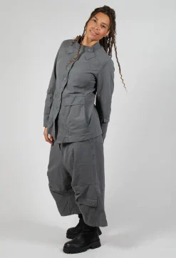 Fitted Button Through Utility Jacket in Rock