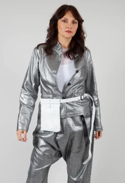 Fitted Clean Jacket in Silver Metallic