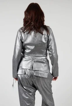 Fitted Clean Jacket in Silver Metallic