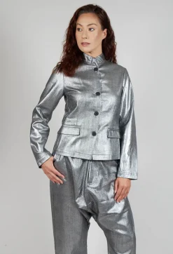 Fitted Clean Jacket in Silver Metallic
