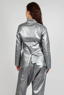 Fitted Clean Jacket in Silver Metallic