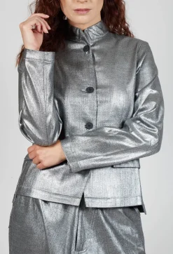 Fitted Clean Jacket in Silver Metallic