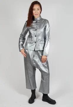 Fitted Clean Jacket in Silver Metallic