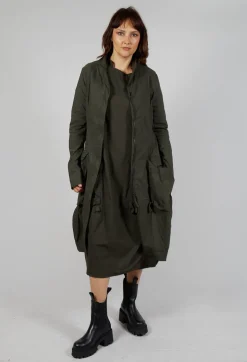 Fitted Coat with Cargo Pockets in Jungle