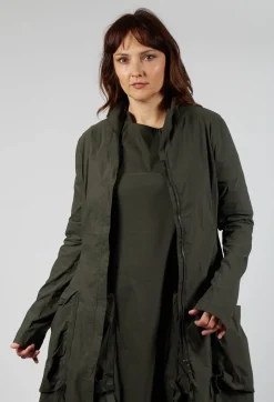 Fitted Coat with Cargo Pockets in Jungle