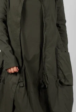 Fitted Coat with Cargo Pockets in Jungle