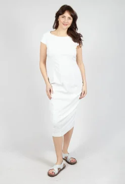 Fitted Dress with Cap Sleeves in Offwhite