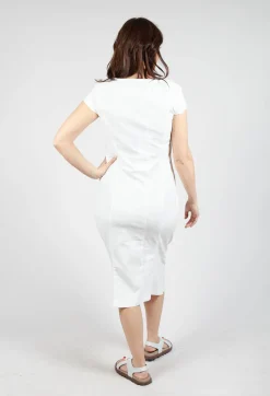 Fitted Dress with Cap Sleeves in Offwhite