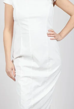 Fitted Dress with Cap Sleeves in Offwhite