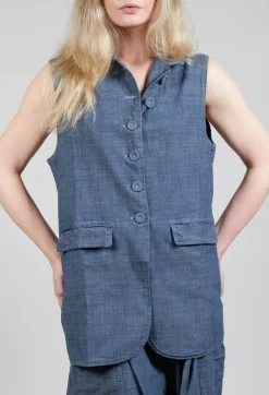 Fitted Gilet in Oyster Grey