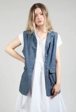 Fitted Gilet in Oyster Grey