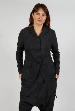 Fitted Jacket in Black Shiny Print