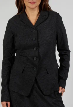 Fitted Jacket in Black Shiny Print