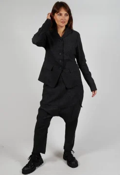 Fitted Jacket in Black Shiny Print