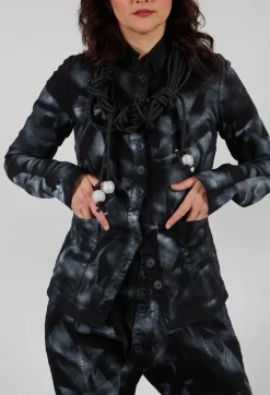 Fitted Jacket in Black with Silver Finish