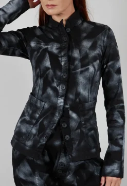 Fitted Jacket in Black with Silver Finish