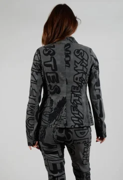 Fitted Jacket in Rock Big Print