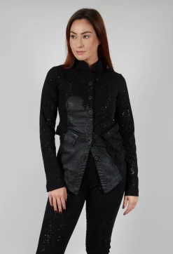 Fitted Penguin Jacket in Black with Latex Detail Finish
