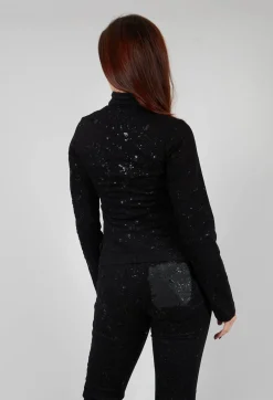 Fitted Penguin Jacket in Black with Latex Detail Finish