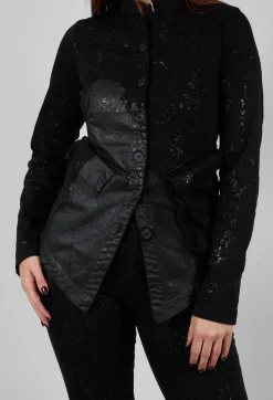 Fitted Penguin Jacket in Black with Latex Detail Finish