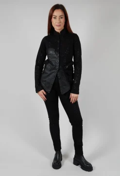 Fitted Penguin Jacket in Black with Latex Detail Finish