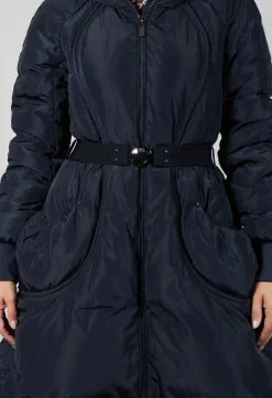 Fixate Longline Coat in Navy