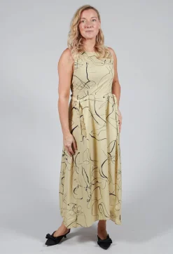 Flared Cotton Dress in Rabbit Print