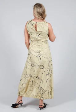 Flared Cotton Dress in Rabbit Print