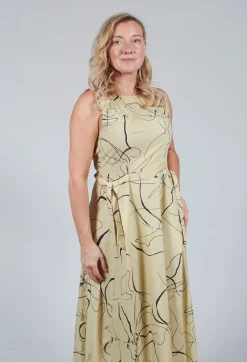 Flared Cotton Dress in Rabbit Print