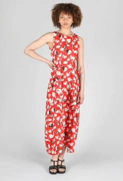 Flared Cotton Dress in Squirrel Print