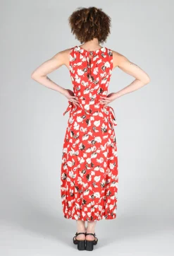 Flared Cotton Dress in Squirrel Print