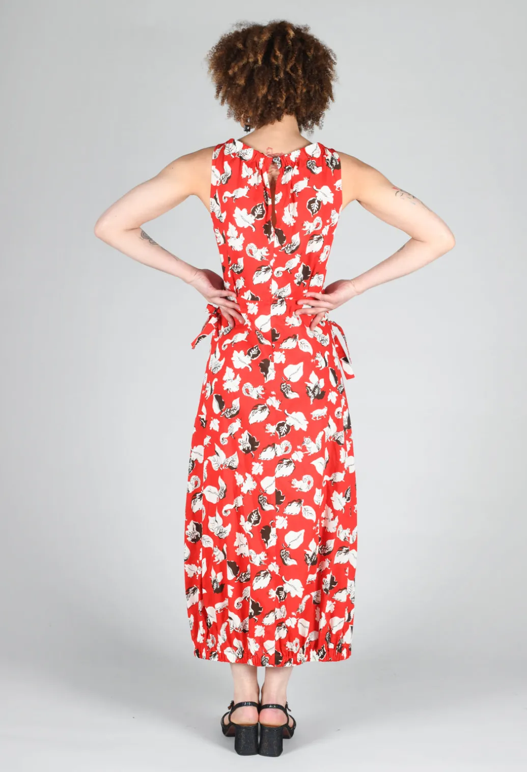Flared Cotton Dress in Squirrel Print