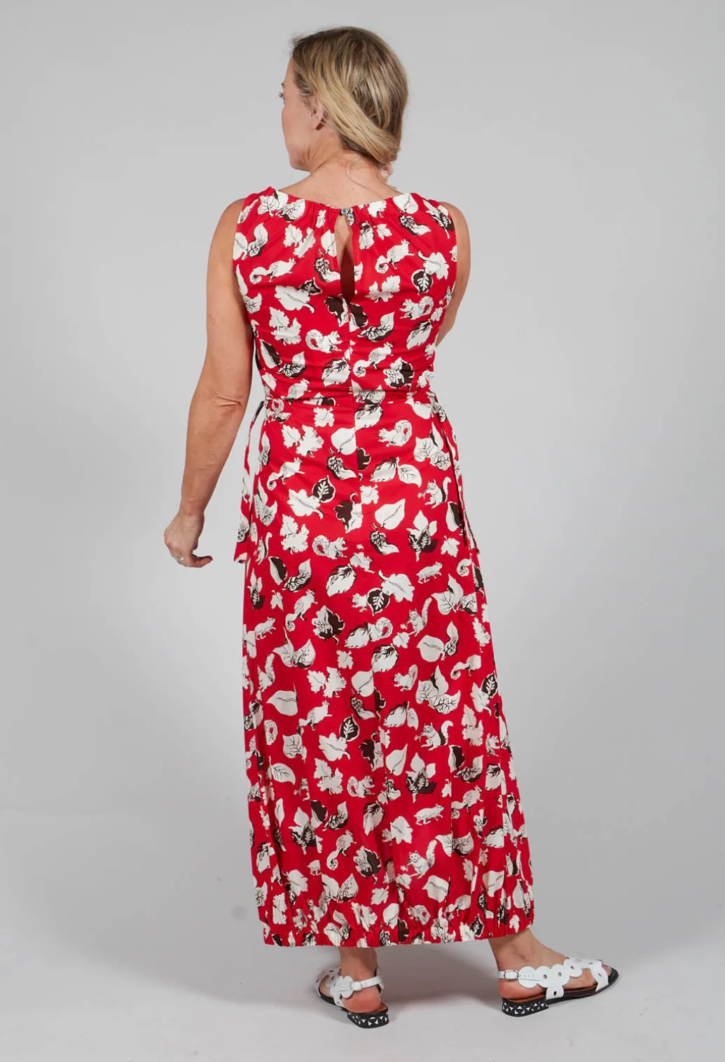 Flared Cotton Dress in Squirrel Print
