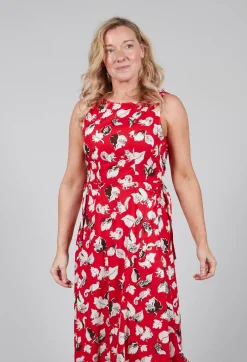 Flared Cotton Dress in Squirrel Print