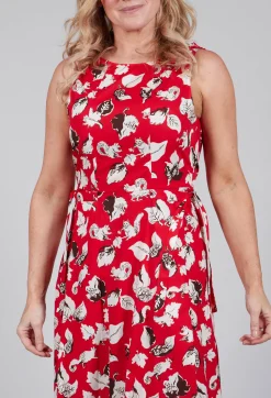 Flared Cotton Dress in Squirrel Print