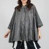 Flared Hem Blouse in Black Cloud
