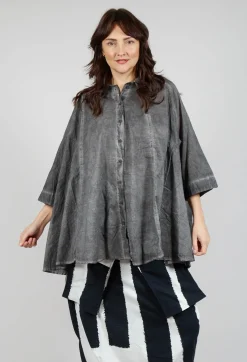 Flared Hem Blouse in Black Cloud