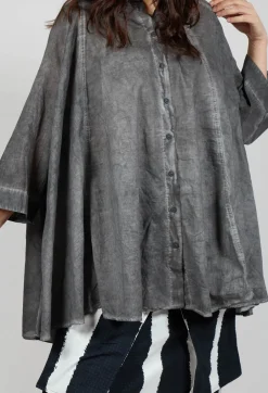 Flared Hem Blouse in Black Cloud