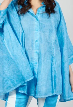 Flared Hem Blouse in Malibu Cloud