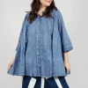 Flared Hem Blouse in Navy Cloud