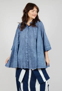Flared Hem Blouse in Navy Cloud