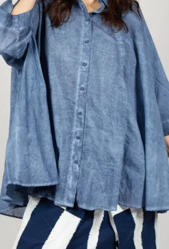 Flared Hem Blouse in Navy Cloud