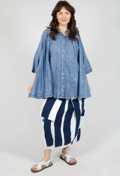 Flared Hem Blouse in Navy Cloud