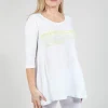 Flared Hem Jersey Top with Motif in Sun Print