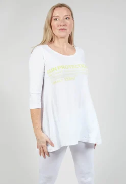Flared Hem Jersey Top with Motif in Sun Print