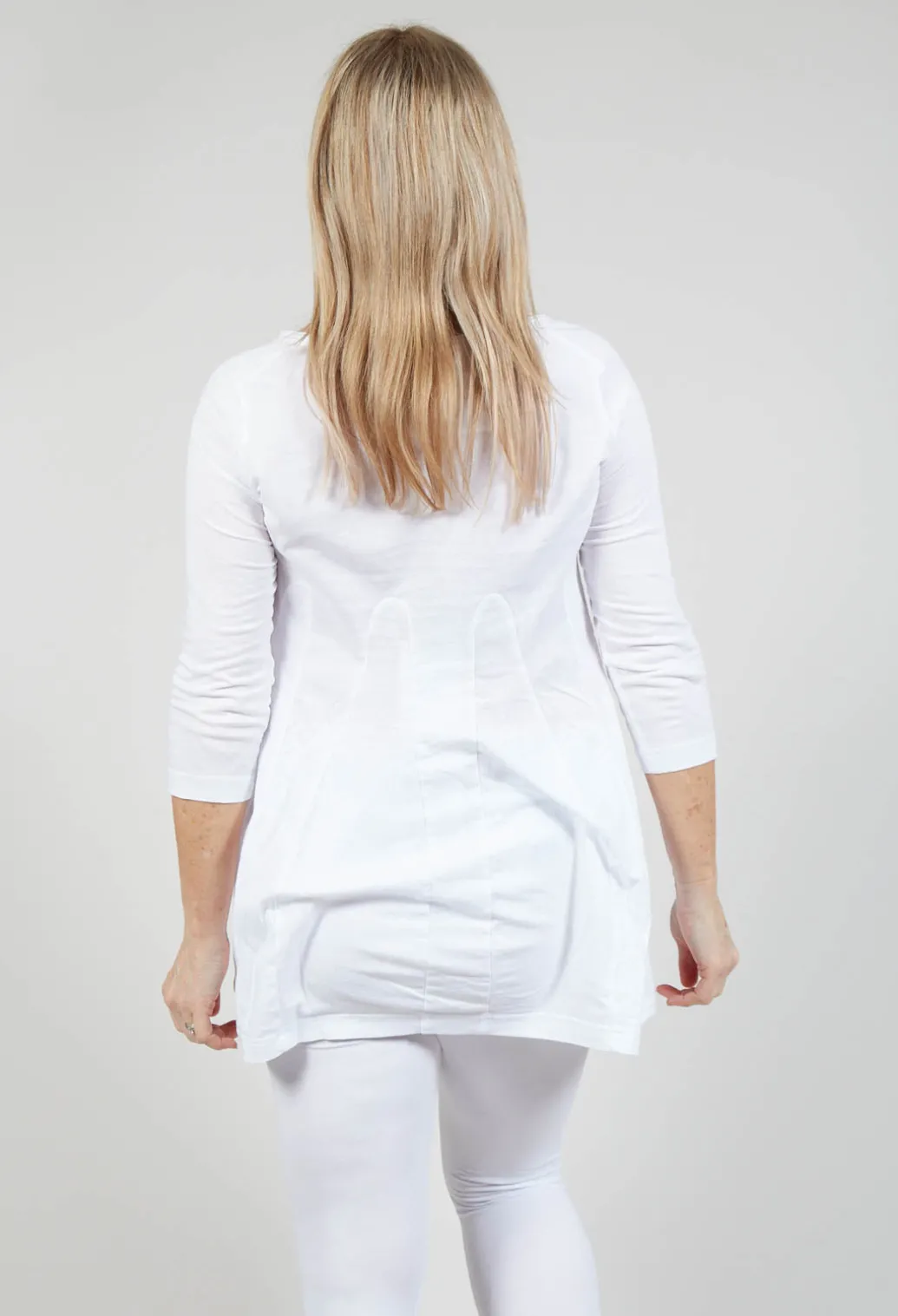 Flared Hem Jersey Top with Motif in Grey Print